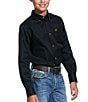 Color:Black - Image 1 - Big Boys 7-14 Long Sleeve Solid Twill Classic Shirt
