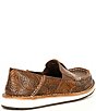Color:Brown Floral Emboss - Image 2 - Cruiser Floral Embossed Leather Slip-Ons