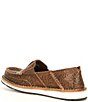 Color:Brown Floral Emboss - Image 3 - Cruiser Floral Embossed Leather Slip-Ons