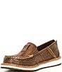 Color:Brown Floral Emboss - Image 4 - Cruiser Floral Embossed Leather Slip-Ons