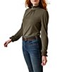 Color:Earth - Image 1 - Inverness Modal Blend Long Sleeve Ruffle Trim Top