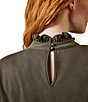 Color:Earth - Image 4 - Inverness Modal Blend Long Sleeve Ruffle Trim Top