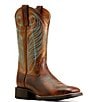 Color:Brown - Image 1 - Women's Round Up Leather Square Toe Western Mid Boots