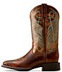 Color:Brown - Image 3 - Women's Round Up Leather Square Toe Western Mid Boots