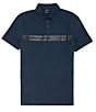 Color:Navy - Image 1 - Chest Stripe Logo Short Sleeve Polo Shirt