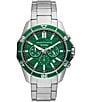 Color:Silver - Image 1 - Men's Green Dial Chronograph Stainless Steel Watch