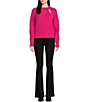 Color:Pink - Image 3 - Kris Crew Neck Cutout Long Sleeve Wool Blend Sweater