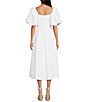Color:White - Image 2 - Serilda Sweetheart Neck Short Puff Sleeve Midi Dress
