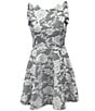 Color:Black Ivory - Image 1 - Big Girls 7-16 Floral Print Flutter Sleeve Fit-and-Flare Dress