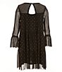 Color:Black - Image 2 - Big Girls 7-16 Long Sleeve Rhinestone-Embellished Shift Dress