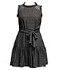 Color:Black - Image 1 - Big Girls 7-16 Sleeveless Clip-Dot Trapeze Dress