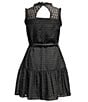 Color:Black - Image 2 - Big Girls 7-16 Sleeveless Clip-Dot Trapeze Dress