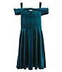 Color:Teal - Image 1 - Big Girls 7-16 Sleeveless Marilyn Twist-Front Velvet Dress