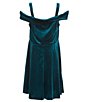 Color:Teal - Image 2 - Big Girls 7-16 Sleeveless Marilyn Twist-Front Velvet Dress