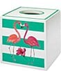 Color:White/Green - Image 1 - Flamingo Paradise Tissue Box Cover