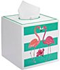 Color:White/Green - Image 2 - Flamingo Paradise Tissue Box Cover