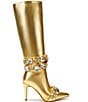 Color:Gold - Image 2 - Alonza Crystal Rhinestone Banded Tall Dress Boots