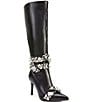 Color:Black - Image 1 - Alonza Crystal Rhinestone Banded Tall Dress Boots