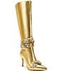 Color:Gold - Image 1 - Alonza Crystal Rhinestone Banded Tall Dress Boots