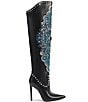 Color:Black - Image 2 - Axelle Studded Rhinestone Embellished Over The Knee Boots