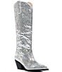 Color:Silver - Image 1 - Driven Shiny Rhinestone Tall Western Boots