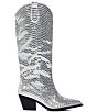 Color:Silver - Image 2 - Driven Shiny Rhinestone Tall Western Boots