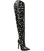 Color:Black - Image 1 - Starling Pearl and Crystal Thigh High Boots