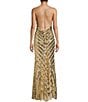 Color:Gold - Image 2 - Bungee Spaghetti Strap V-Neck Sequin and Pities Long Dress