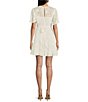 Color:White - Image 2 - Flutter Short Sleeve V-Neck Ruffle Trim Floral Printed Dress