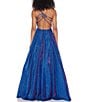Color:Sapphire/Fuschia - Image 2 - One Shoulder Strappy Back Glitter Knit Dress