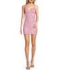 Color:Light Pink/Iridescent - Image 1 - Pattern Sequin V-Neck Bungee Strap Bodycon Dress