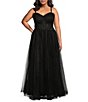 Color:Black/Black - Image 1 - Plus Sleeveless Bungee Spaghetti Strap Floral Lace Dress