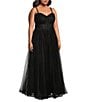 Color:Black/Black - Image 3 - Plus Sleeveless Bungee Spaghetti Strap Floral Lace Dress