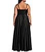 Color:Black - Image 2 - Plus Sweetheart Neckline Corset Bodice Side Slit Gown