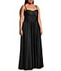 Color:Black - Image 3 - Plus Sweetheart Neckline Corset Bodice Side Slit Gown