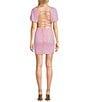 Color:Bubble Gum/IRI - Image 2 - Puff Short Sleeve Sweetheart Bodycon Dress