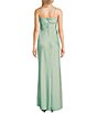 Color:Sage - Image 4 - Satin Strapless A-Line Long Dress