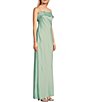 Color:Sage - Image 6 - Satin Strapless A-Line Long Dress