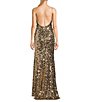 Color:Gold - Image 2 - Sequin Paillettes Scoop Neck Long Dress