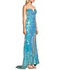 Color:Aqua/Irish - Image 3 - Sequin Strapless Sweetheart Lace-Up Back Long Dress