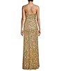 Color:Gold - Image 2 - Cowlneck Sequin-Embellished High Slit Hem Gown