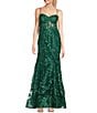 Color:Hunter Green - Image 1 - Sleeveless Sweetheart Embroidery Sequin Bustier Long Dress
