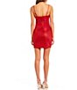 Color:Rouge - Image 2 - Spaghetti Strap Square Neck Glitter Slip Dress
