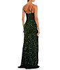 Color:Hunter - Image 2 - Velvet Embroidered Sequin Front Slit Long Dress