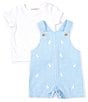 Color:Blue - Image 2 - Baby Boys 3-24 Month Square Neck Flutter Sleeve Gingham Bunny Print Jon Jon