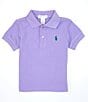 Color:Sky Lavender - Image 1 - Baby Boys 3-24 Months Short-Sleeve Mesh Polo Shirt