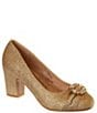 Color:Gold - Image 1 - Girls' Athena Glitter Jewel Ornament Pumps (Youth)