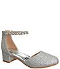 Color:Silver - Image 1 - Girls' Felicia Satin Glitter Shoes (Youth)