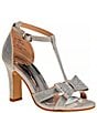 Color:Silver - Image 1 - Girls' Kayla Rhinestone Bow Heel Dress Sandals (Youth)