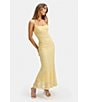 Color:Canary Yellow - Image 3 - Adoni Square Neck Textured Floral Mesh Midi Slip Dress